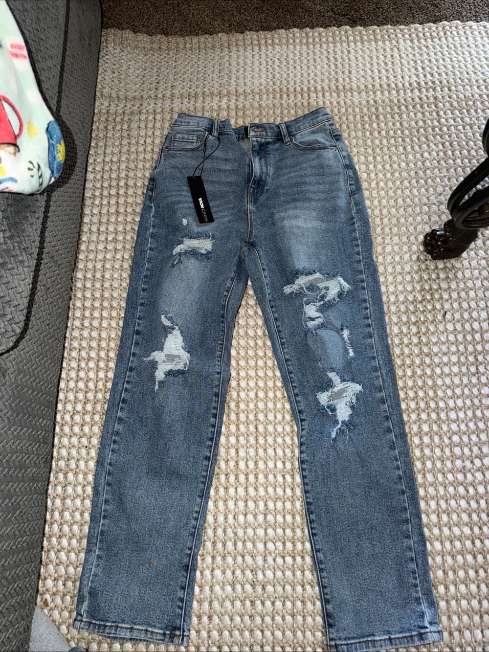 Fashion Nova Women's because I said so Straight Leg Distressed Jeans 5